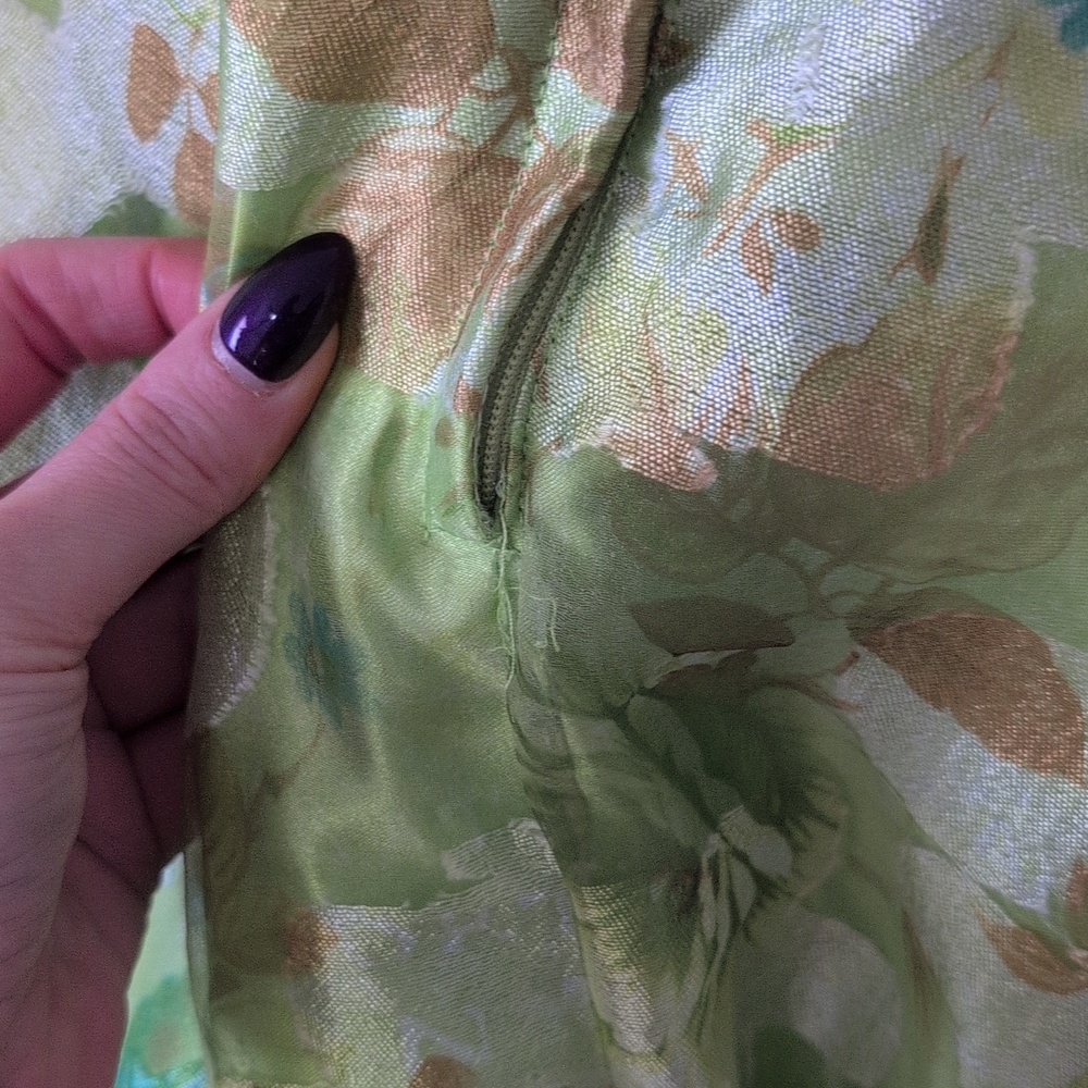 Blush Prom Green Floral Strapless Prom Gown - Picture 8 of 12